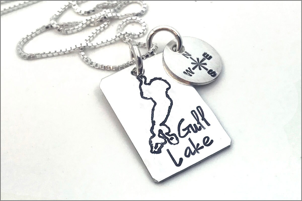 Benutzerdefinierte Sterling Silber See Halskette Mit Kompass Charme von akaoriginals