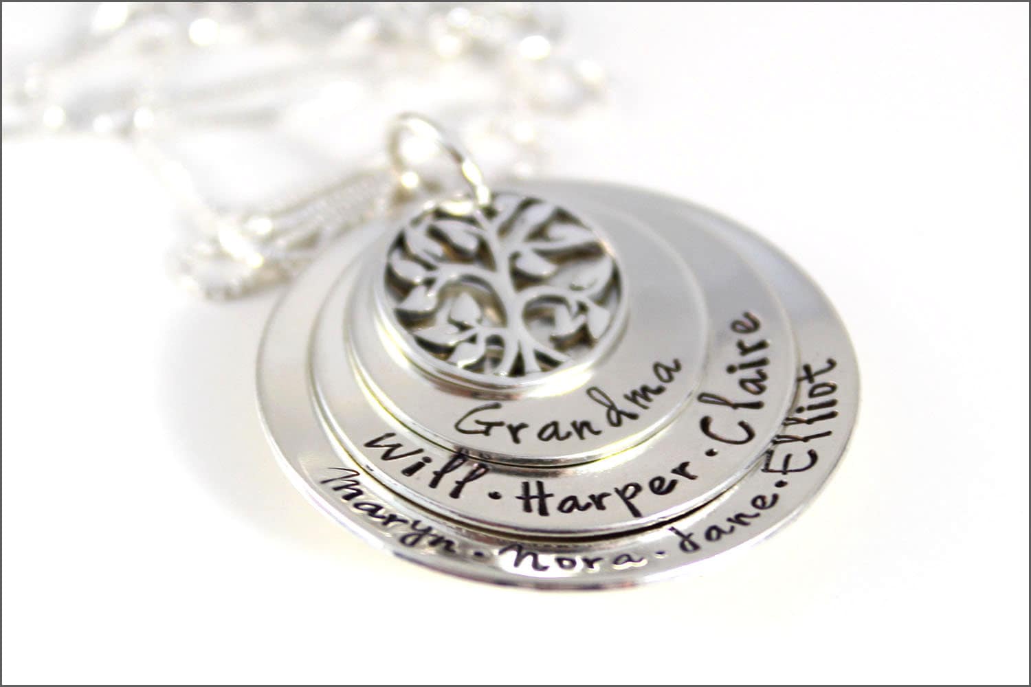 Personalisierte Sterling Silber Oma Halskette Baum Des Lebens, Enkel Namen von akaoriginals