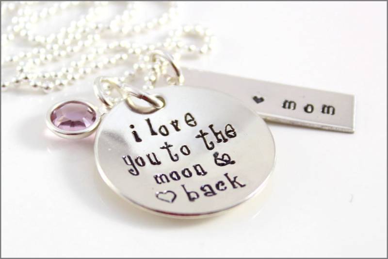 "Personalisierte Sterling Silber Mom Halskette "Ich Liebe Dich Bis Zum Mond" von akaoriginals