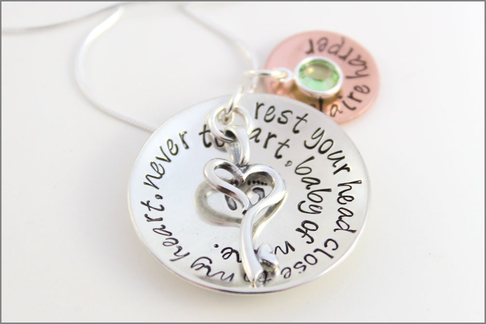 Personalisierte New Mom Halskette Sterling Silber Dumbo Zitat, Kupfer Baby Name Anhänger von akaoriginals