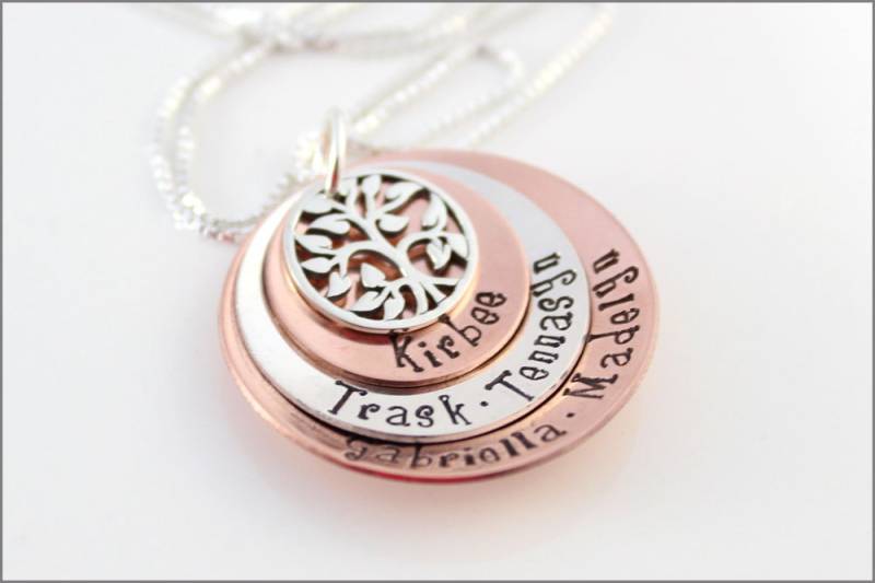 Personalisierte Oma Halskette Kupfer & Sterling Silber Baum Des Lebens Anhänger von akaoriginals