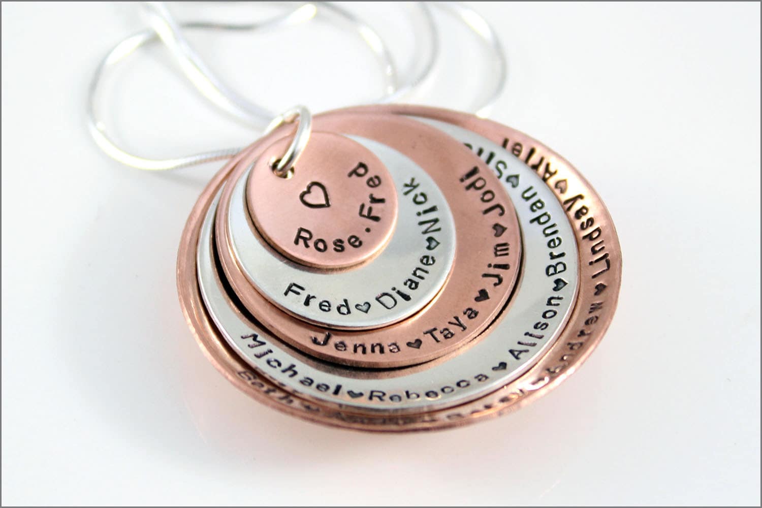 Personalisierte Oma Halskette Sterling Silber & Kupfer Familiennamen von akaoriginals