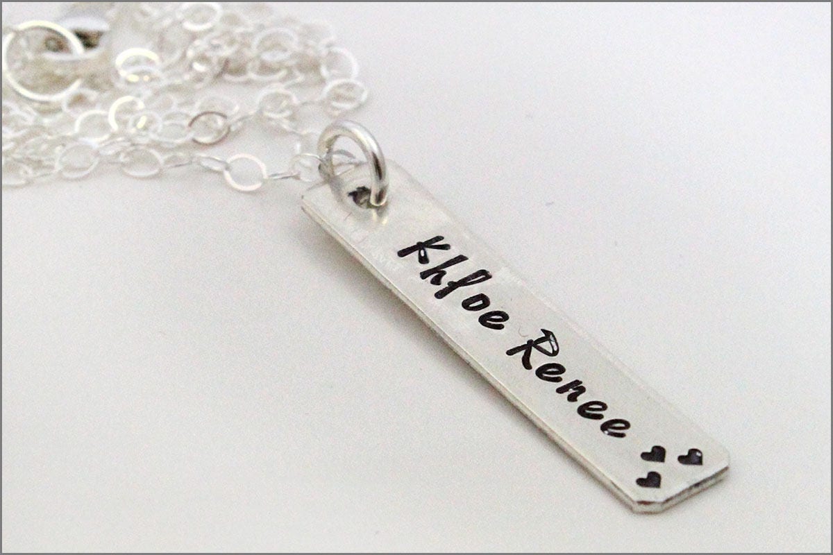 Personalisierte Vertikale Bar Namen Halskette | Sterling Silber, Gold Fill, Roségold von akaoriginals