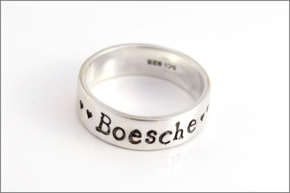 Personalisierter Sterling Silber Name Ring Individuell Gestempelter Schmuck von akaoriginals