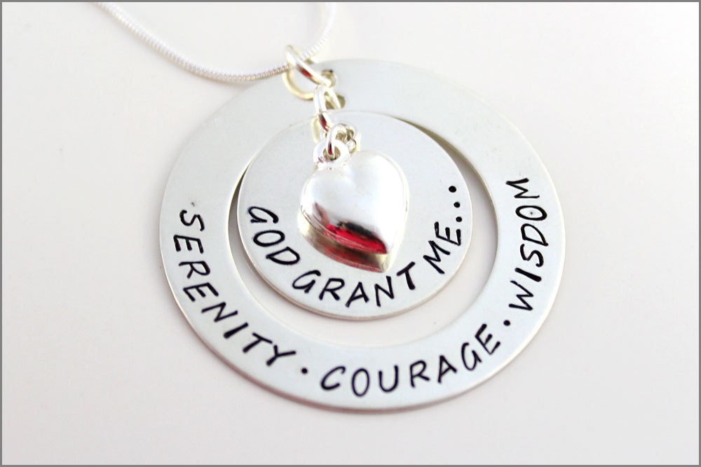 Serenity Prayer Halskette Sterling Silber Hand Gestempelt Herz Schmuck von akaoriginals