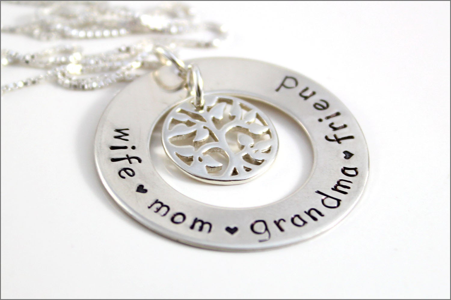 sterling Silber Washer Halskette Mit Baum Des Lebens | Frau, Mutter, Oma, Freundin von akaoriginals