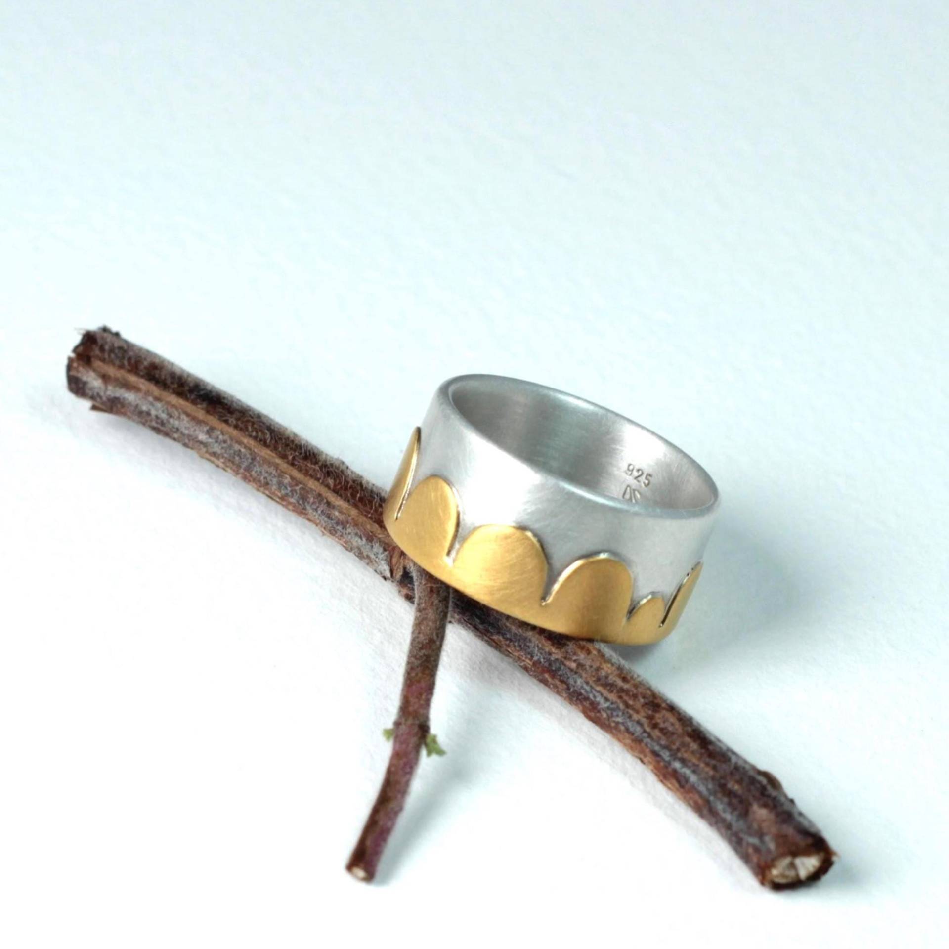 Bandring 925 Silber Ring Mit Feingold Belötung 999 Gold von akashaaurum