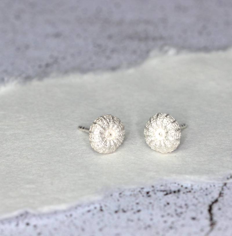 Samenkapseln Silber, Ohrstecker 925 Silber Naturform, Naturabguss, Goldschmiedearbeit von akashaaurum