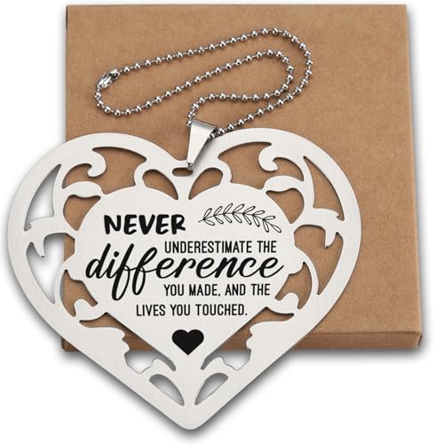 AGG16 "Never Underestimate The Difference You Made Thank You" Wertschätzung Ruhestand Abschiedsgeschenk für Kollegen, Freunde, Chef, Lehrer, Mentor, Herz zum Aufhängen von akeke