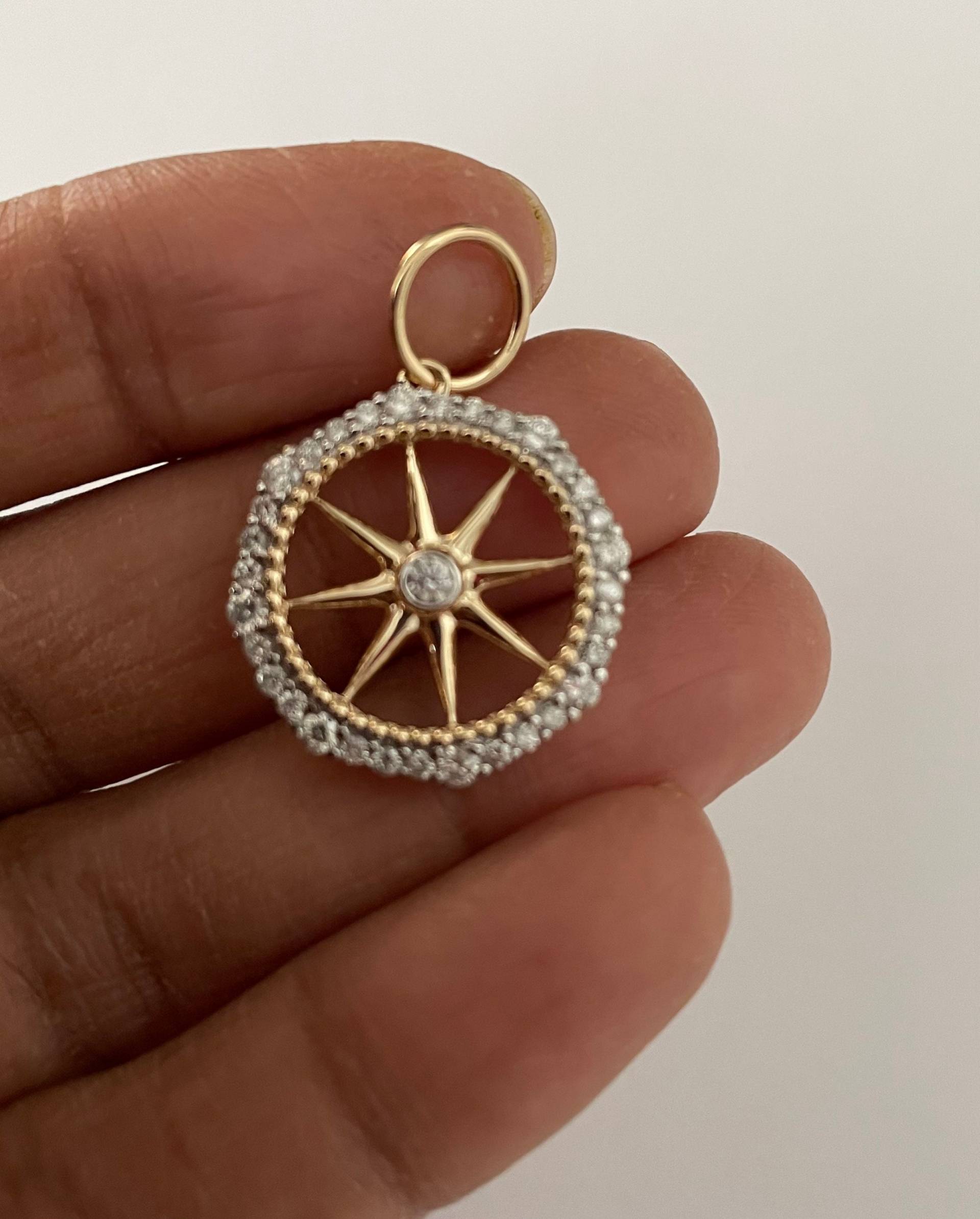 14K Gold Anhänger, Diamant Anhänger, Gold Anhänger von akkjewels