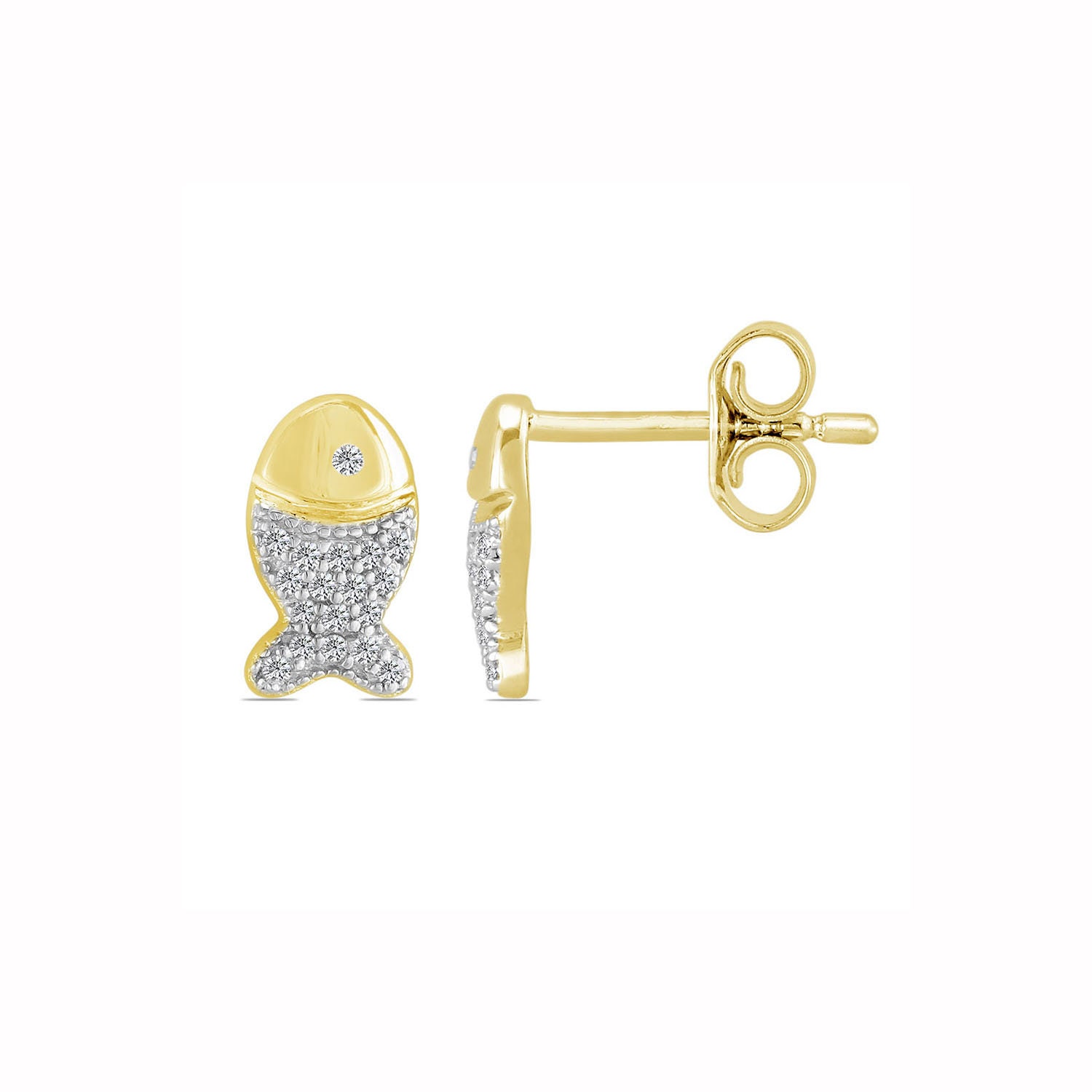 14K Gold Ohrringe, Gold Ohrring, Weißgold Rose Weißer Diamant, Diamant-Ohrring, Goldenen Gold-Fisch-Ohrring 14K Gold Ohrringe, Gold Ohrring, Weißgold Rose Weißer Diamant, Diamant-Ohrring, Goldenen Gold-Fisch-Ohrring von akkjewels