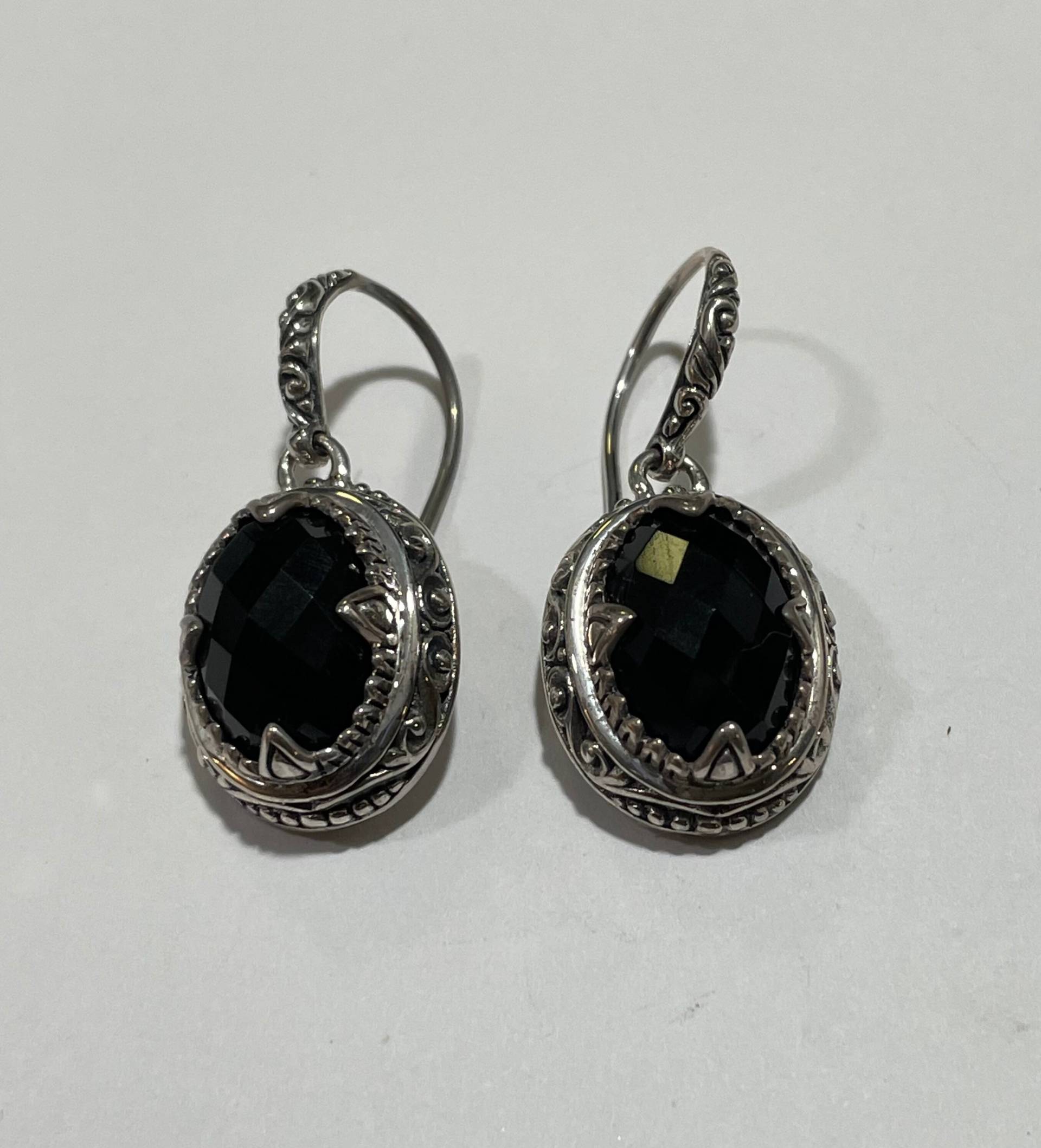 925 Sterling Silber Ohrringe, 925 Ohrringe, Bali Ohrringe Mit Edelstein, Schwarzer Onyx Bali Ohrring von akkjewels