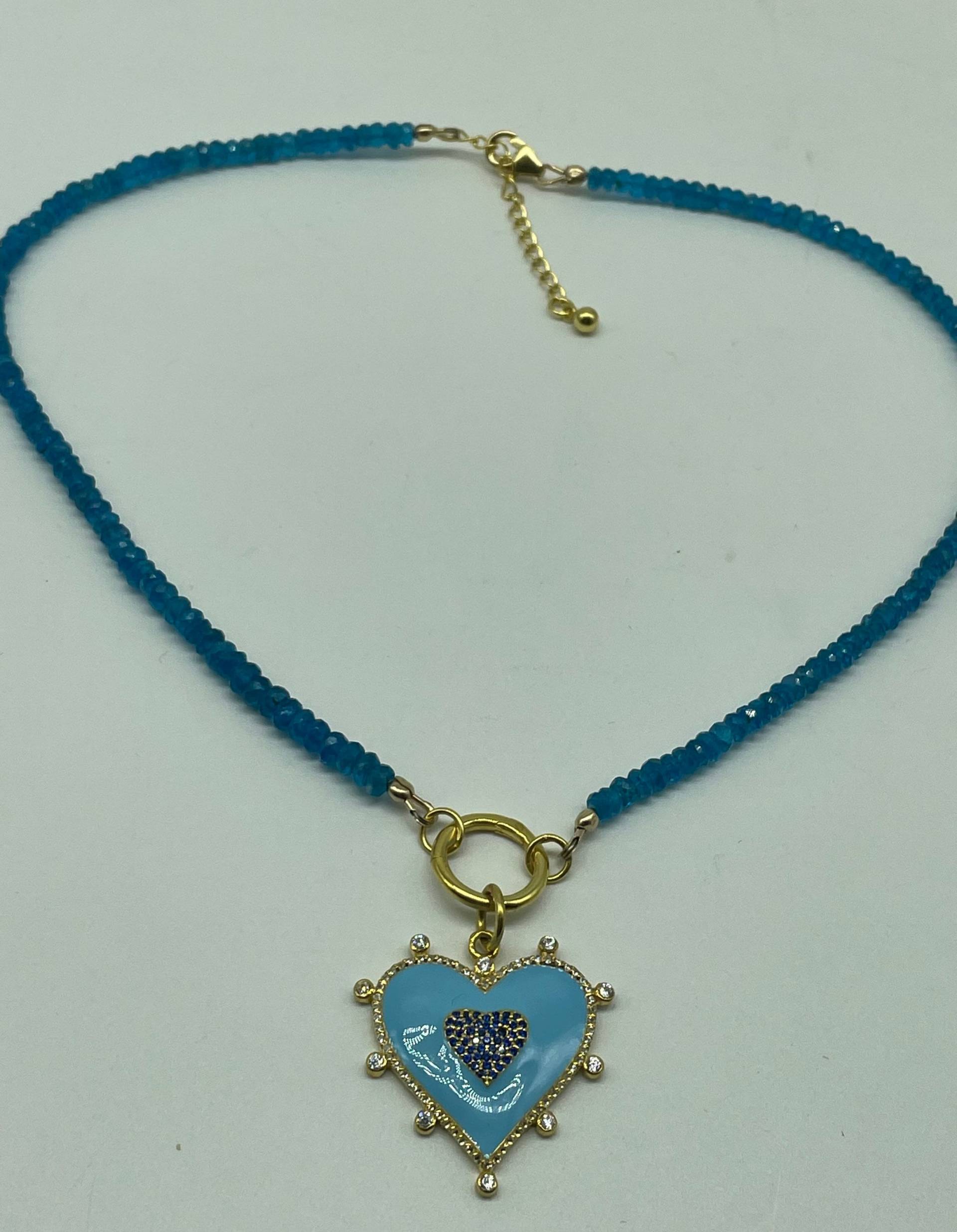 Halskette Mit Steinperlen, Apatit Halskette, Perlen Halskette, Edelstein Halskette, Silber Halskette, Vermeil Halskette, Weiße Topas Halskette von akkjewels