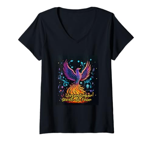 Damen Unzerstörbar! T-Shirt mit V-Ausschnitt von akru