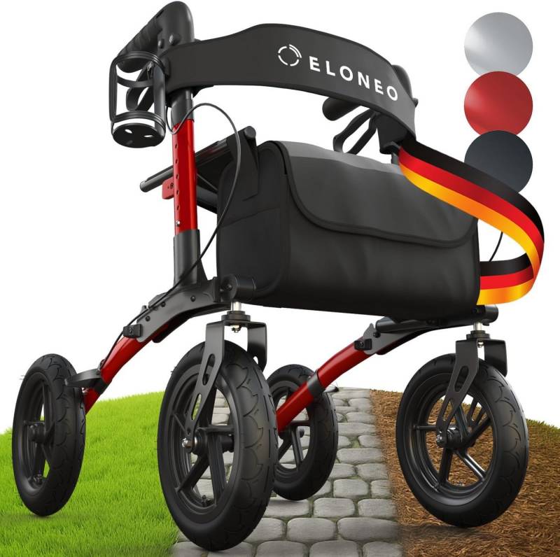 ELONEO Rollator faltbar & leicht, Outdoor Rollator mit Sitz & Luftbereifung, Klick & Go System, feststellbare Bremse, Lufträder ELONEO Rollator faltbar & leicht, Outdoor Rollator mit Sitz & Luftbereifung, Klick & Go System, feststellbare Bremse, Lufträder von ELONEO