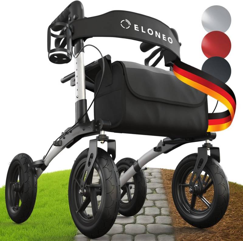 ELONEO Rollator faltbar & leicht, Outdoor Rollator mit Sitz & Luftbereifung, Klick & Go System, feststellbare Bremse, Lufträder ELONEO Rollator faltbar & leicht, Outdoor Rollator mit Sitz & Luftbereifung, Klick & Go System, feststellbare Bremse, Lufträder von ELONEO