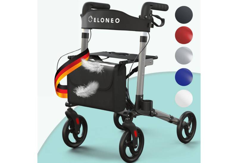 ELONEO Rollator leicht und faltbar mit Sitz, Gehhilfe 8-fach höhenverstellbar, Komfort-Sitz mit Stockhalter, Einkaufstasche & Rückengurt ELONEO Rollator leicht und faltbar mit Sitz, Gehhilfe 8-fach höhenverstellbar, Komfort-Sitz mit Stockhalter, Einkaufstasche & Rückengurt von ELONEO