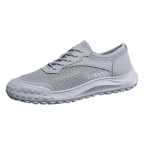 Herren-Sicherheitsschuhe aus Netzstoff, Größe 43, Laufschuhe, ausgehöhlt, Freizeit-Sneaker, Arbeitsversicherungsschuhe, atmungsaktiv, Schnürschuhe, rutschfest, langlebig, Outdoor-Sneaker von akwuiopt