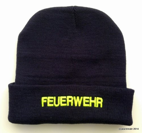 FEUERWEHR MÜTZE in Navy -blau mit Stick: Feuerwehr, in neongelb FEUERWEHR MÜTZE in Navy -blau mit Stick: Feuerwehr, in neongelb von alarmtrakt.de