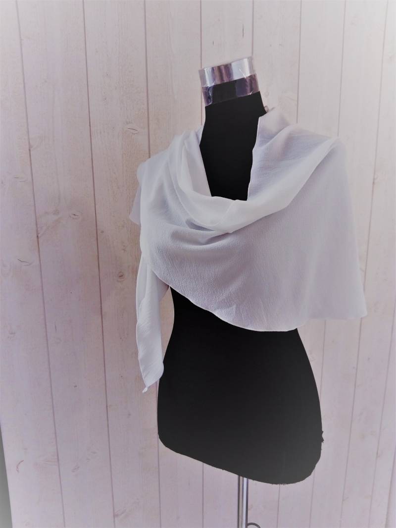 stola, Elfenbeinfarbenes Schultertuch, Kreppstola stola, Elfenbeinfarbenes Schultertuch, Kreppstola von alatelierdelacouture