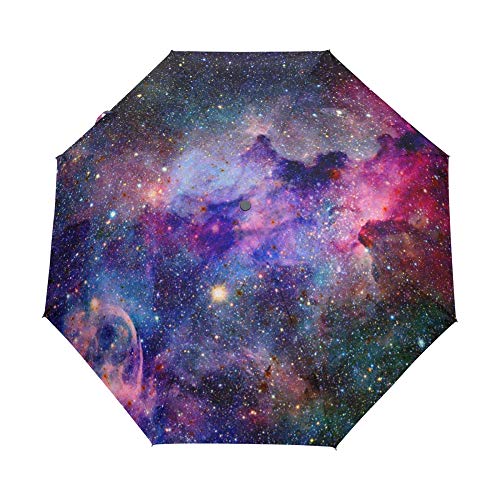 ALAZA Automatischer Faltbarer Regenschirm, Einhorn Regenbogen Stern UV-Schutz Regenschirm, Tragbare Sonnen- und Regenschirme für Kinder Frauen Männer, Farbe 18, S, Kompakt von alaza