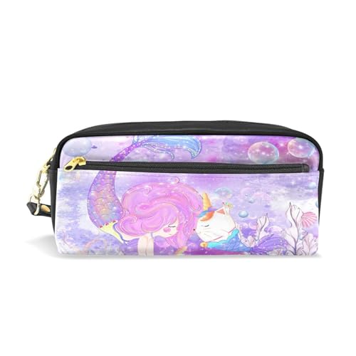 ALAZA Federmäppchen, Meerjungfrau und Einhorn Bubble Undersea Make-up Tasche Geldbörse Große Kapazität Wasserdicht Schule Reißverschluss Stifttasche Mehrere Fächer für Studenten Frauen Mädchen, von alaza