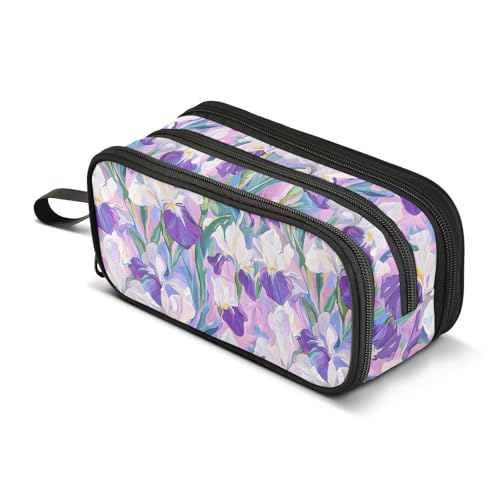 ALAZA Federmäppchen, Motiv: Irise, Blume, Ölgemälde, großes Stifteetui, Schreibwaren-Tasche für Mädchen, Jungen, Erwachsene, Schule, Büro ALAZA Federmäppchen, Motiv: Irise, Blume, Ölgemälde, großes Stifteetui, Schreibwaren-Tasche für Mädchen, Jungen, Erwachsene, Schule, Büro von alaza