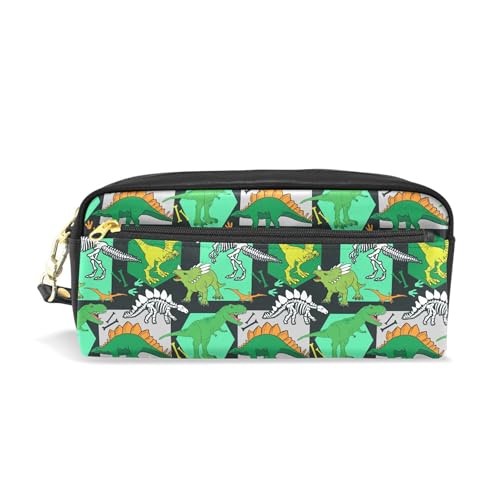 ALAZA Federmäppchen, niedliches Dinosaurier-Make-up-Tasche, Geldbörse, großes Fassungsvermögen, wasserdicht, Schule, Reißverschluss, mehrere Fächer, für Studenten, Frauen, Mädchen, Dinosaurier R0634, von alaza