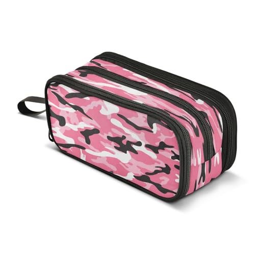 ALAZA Federmäppchen mit Camouflage-Muster, für Studenten, Schule, Büro, Pink, mehrfarbig, L von alaza