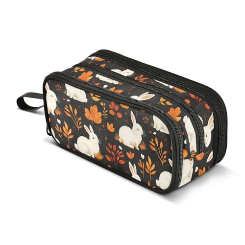 ALAZA Federmäppchen mit Oster-Hasenblatt-Design, großes Stifteetui, Schreibwaren-Tasche für Mädchen, Jungen, Erwachsene, Schule, Büro von alaza