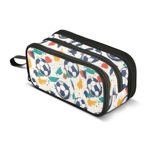 ALAZA Federmäppchen mit abstraktem Fußball-Design, großes Stifteetui, Schreibwaren-Tasche für Mädchen, Jungen, Erwachsene, Schule, Büro von alaza