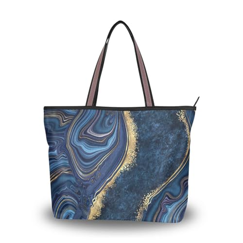 ALAZA Große Tragetasche, Damen-Umhängetasche, große Kapazität, lässige Handtaschen, marmorierter Boho-Batik-Einkaufstasche mit Taschen, Reißverschluss, L, Marmoriert 100, Large von alaza