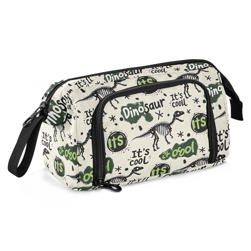 ALAZA Großes Federmäppchen für Mädchen Jungen Schule Reisen, Reißverschluss Stifttasche Kosmetiktasche mit mehreren Fächern, Dinosaurier-Graffiti-Bleistifttasche für Kunstbedarf und Schreibwaren von alaza