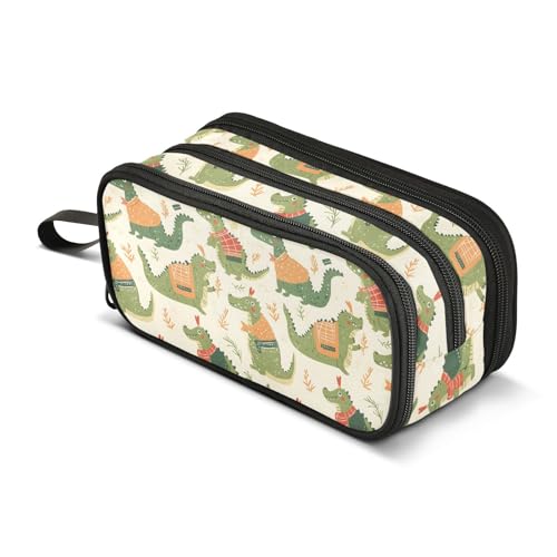 ALAZA Niedliches Weihnachts-Federmäppchen in Krokodilform, großes Stifteetui, Schreibwaren-Tasche für Mädchen, Jungen, Erwachsene, Schule, Büro von alaza