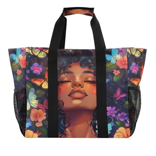 ALAZA Schöne wasserdichte Strandtasche mit afrikanischem Mädchen, Multi05 von alaza