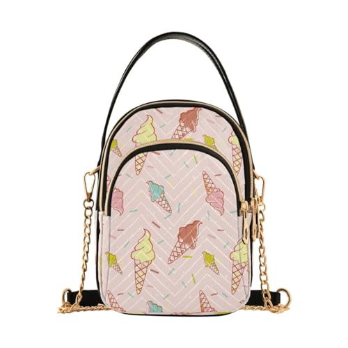 ALAZA Umhängetasche aus Leder, bunt, schmelzendes Eis, kleine Schultertasche, Handtasche für Damen, mehrfarbig, S, Klassisch von alaza