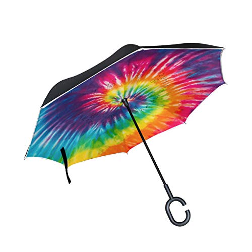 Alaza Regenschirm, winddicht, umgekehrt, offen, schließen, umgekehrt, hochwertig, wasserdicht, mit Haken C-Griff, Mehrfarbig 5, Einheitsgröße, von alaza