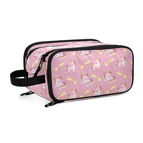 Große Make-up-Tasche, Make-up-Organizer, Make-up-Reisetasche, Make-up-Tasche, Kosmetiktasche, Kulturbeutel, rosa Flamingos, Make-up-Aufbewahrung, Kosmetikkoffer mit Make-up-Pinselhalter für Frauen, von alaza