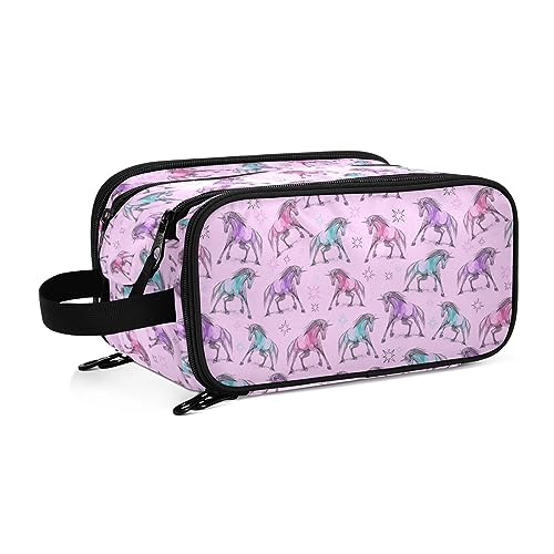 Große Make-up-Tasche, Make-up-Organizer, Make-up-Reisetasche, Make-up-Tasche, Kosmetiktasche, Kulturbeutel, rosa Flamingos, Make-up-Aufbewahrung, Kosmetikkoffer mit Make-up-Pinselhalter für Frauen, von alaza