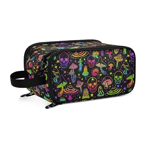 Große Make-up-Tasche Make-up-Organizer, Make-up-Reisetasche, Make-up-Tasche, Kosmetiktasche, Kulturbeutel, Gothic, rosa Totenkopf, Mädchen, Make-up, Aufbewahrung, Schminkkoffer mit von alaza