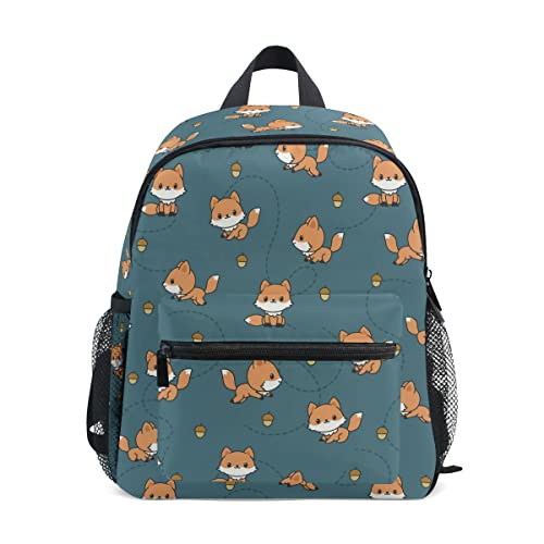 Kinderrucksack Junge Mädchen Kindergarten, Netter Babyfuchs Lässig Mini Backpack Büchertasche mit Brustgurt von alaza