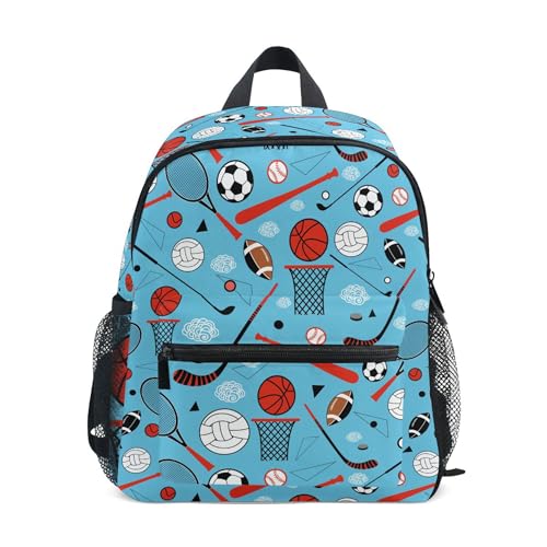 Jungen Mädchen Kleinkind Rucksack Kind Schultaschen, Abstrakt Fußball Muster Kinder Mini Kawaii Rucksäcke Rucksack Kleine Büchertasche Kinderrucksack mit Brustgurt Namensschild, Kugel 056, Einheitsgröße, Kinderrucksack von alaza