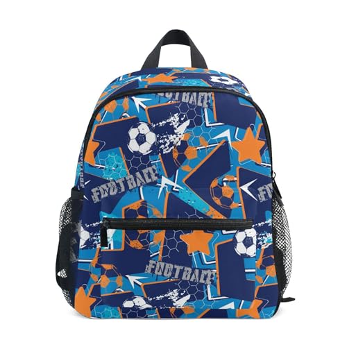 Jungen Mädchen Kleinkind Rucksack Kind Schultaschen, Abstrakt Fußball Muster Kinder Mini Kawaii Rucksäcke Rucksack Kleine Büchertasche Kinderrucksack mit Brustgurt Namensschild, Kugel 058, Einheitsgröße, Kinderrucksack von alaza