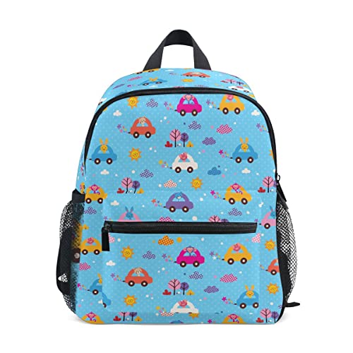 Jungen Mädchen Kleinkind Rucksack Kind Schultaschen, Auto Big Tire Kids Mini Kawaii Rucksäcke Rucksack Kleine Büchertasche Kinderrucksack mit Brustgurt Namensschild, Auto 039, Einheitsgröße, Kinderrucksack von alaza