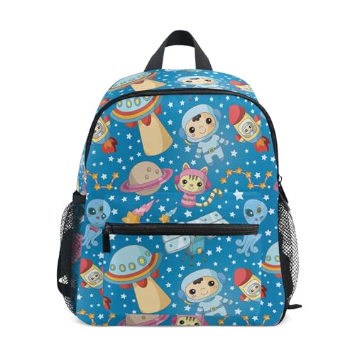 Jungen Mädchen Kleinkind Rucksack Kind Schultaschen, Cartoon Weltraum Kinder Mini Kawaii Rucksäcke Rucksack Kleine Büchertasche Kinderrucksack mit Brustgurt Namensschild, Galaxy 157, Einheitsgröße, Kinderrucksack von alaza