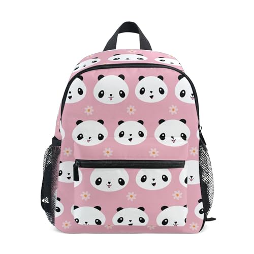 Jungen Mädchen Kleinkind Rucksack Kind Schultaschen, Frosch Kinder Mini Kawaii Rucksäcke Rucksack Kleine Büchertasche Kinderrucksack mit Brustgurt Namensschild, Panda 134, Einheitsgröße, Kinderrucksack von alaza