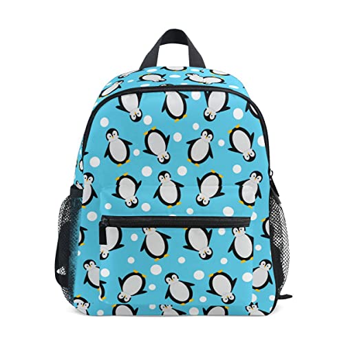 Jungen Mädchen Kleinkind Rucksack Kind Schultaschen, Frosch Kinder Mini Kawaii Rucksäcke Rucksack Kleine Büchertasche Kinderrucksack mit Brustgurt Namensschild, Pinguine 033, Einheitsgröße, Kinderrucksack von alaza