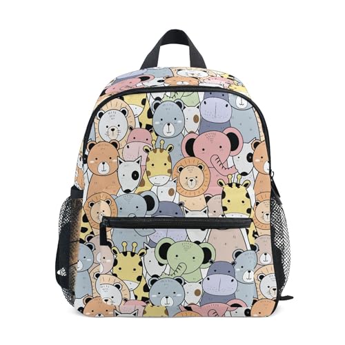 Jungen Mädchen Kleinkind Rucksack Kind Schultaschen, Lustige Frösche Kinder Mini Kawaii Rucksäcke Rucksack Kleine Büchertasche Kinderrucksack mit Brustgurt Namensschild, Bär 061, Einheitsgröße, Kinderrucksack von alaza