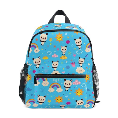 Jungen Mädchen Kleinkind Rucksack Kind Schultaschen, Lustige Frösche Kinder Mini Kawaii Rucksäcke Rucksack Kleine Büchertasche Kinderrucksack mit Brustgurt Namensschild, Panda 203, Einheitsgröße, Kinderrucksack von alaza