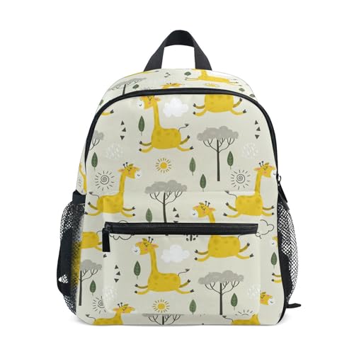 Jungen Mädchen Kleinkind Rucksack Kind Schultaschen, Niedlich Cartoon Verspielter Frosch Kinder Mini Kawaii Rucksäcke Rucksack Kleine Büchertasche Kinderrucksack mit Brustgurt Namensschild, Giraffe 052, Einheitsgröße, Kinderrucksack von alaza